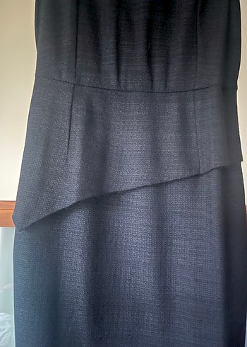 Siyah Drapeli Uzun Kadın Ofis Elbisesi - Görsel 3