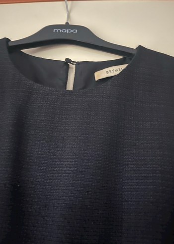 Siyah Drapeli Uzun Kadın Ofis Elbisesi - Görsel 5