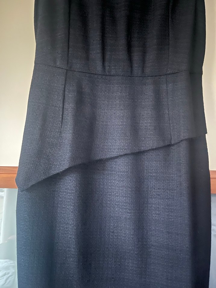 Siyah Drapeli Uzun Kadın Ofis Elbisesi - Görsel 3