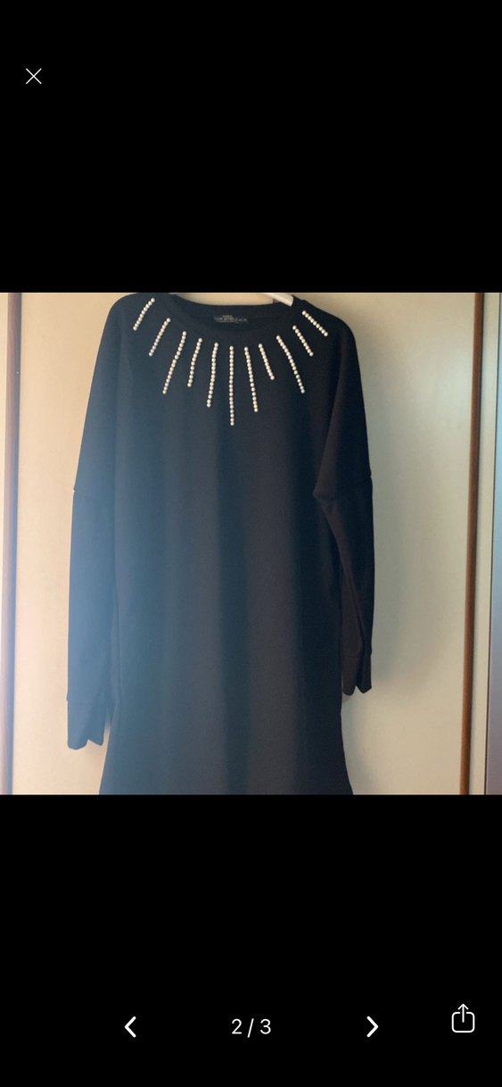 Boncuk İşlemeli Uzun Kollu Siyah Tunik - Görsel 2