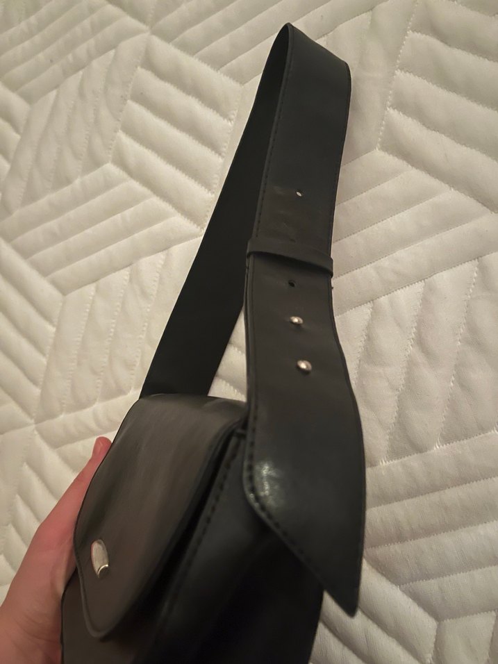 Deri Siyah Kadın Omuz Çantası - Görsel 2