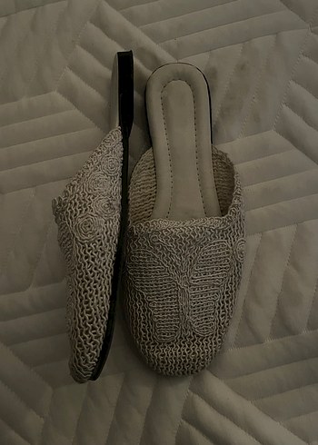 Bej Örgü Kadın Ev Terliği Blok Topuklu - Görsel 2