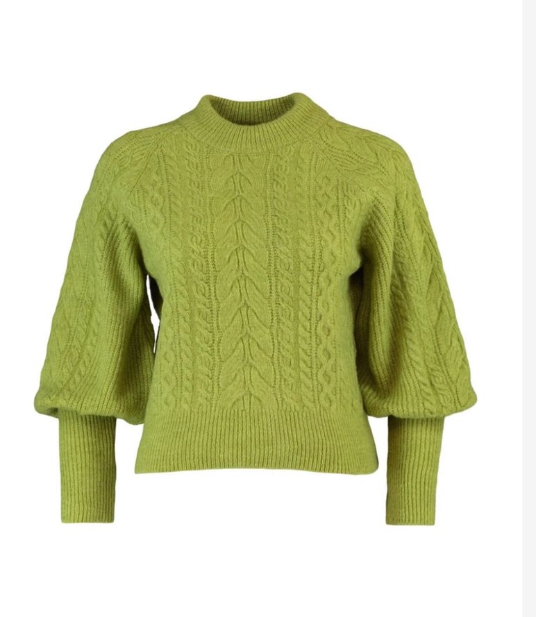 Yeşil Bohem Tarz Khaki Boğazlı Örgü Kazak - Görsel 2