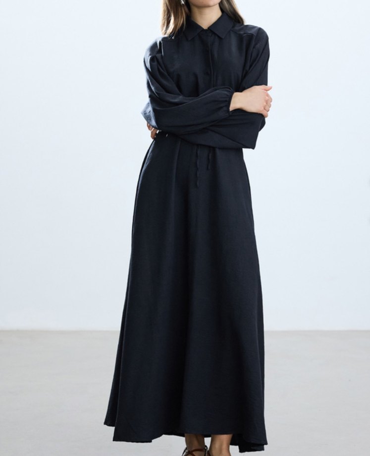 Lacivert tesettür elbise - Görsel 2