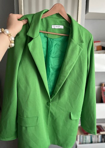 Yeşil Uzun Kadın Blazer Ceket - Görsel 2