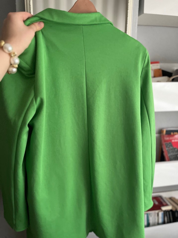 Yeşil Uzun Kadın Blazer Ceket - Görsel 3