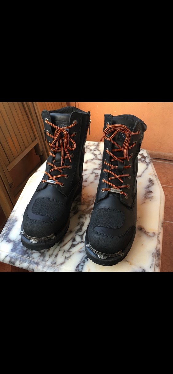 Harley Davidson Siyah Deri Erkek Biker Bot - Görsel 2