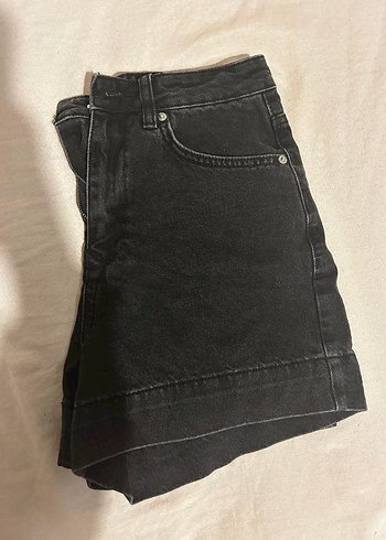 Siyah Mini Denim Şort - Görsel 2