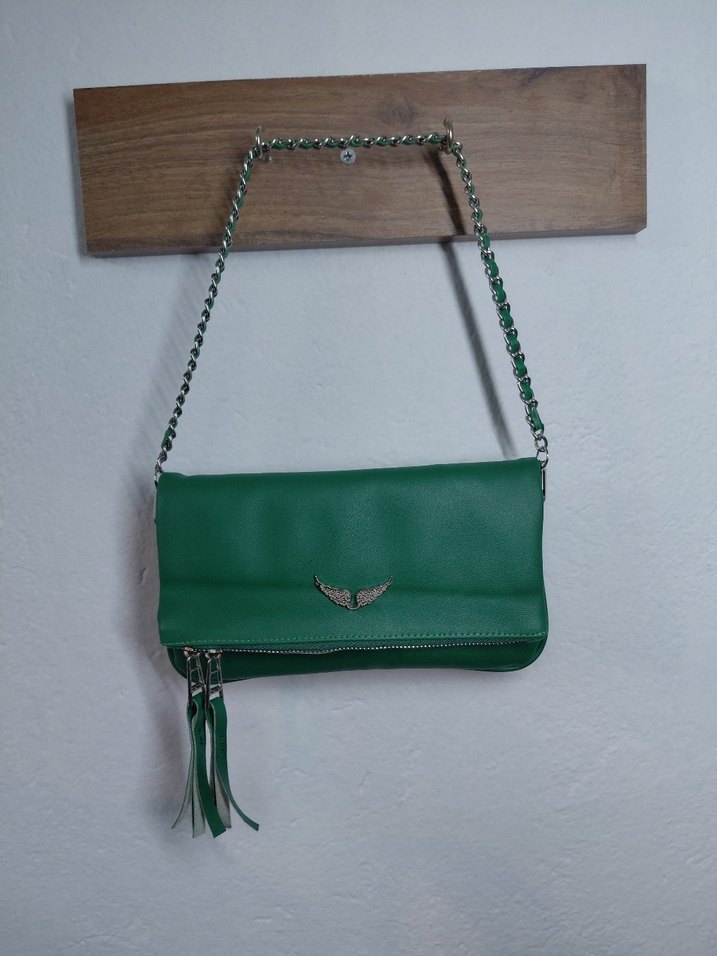 Zümrüt Yeşili Zincir Askılı Şık Omuz Çantası - Görsel 5