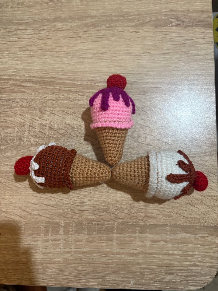 Renkli Nakışlı Amigurumi Dondurma - Görsel 2