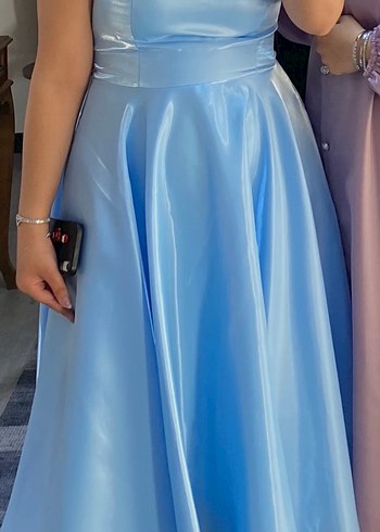 Parlak Mavi Drapeli Uzun Abiye Elbise - Görsel 2