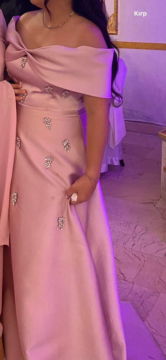 Pembe Payetli Uzun Abiye - Görsel 3