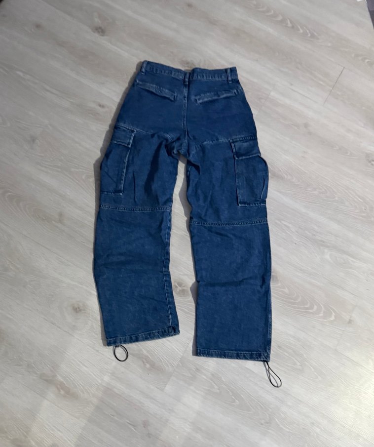 Kargo Cepli Ayarlanabilir Paça Baggy Jeans - Görsel 2