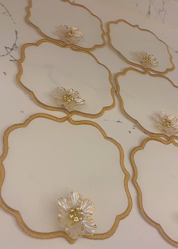 Altın İşlemeli Modern Klasik kahve peçetesi - Görsel 2