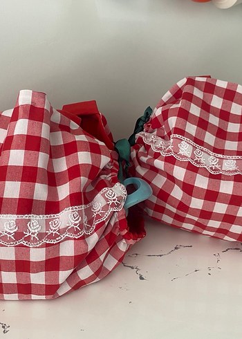 Kırmızı Ekose tencere taşıma çantası - Görsel 2