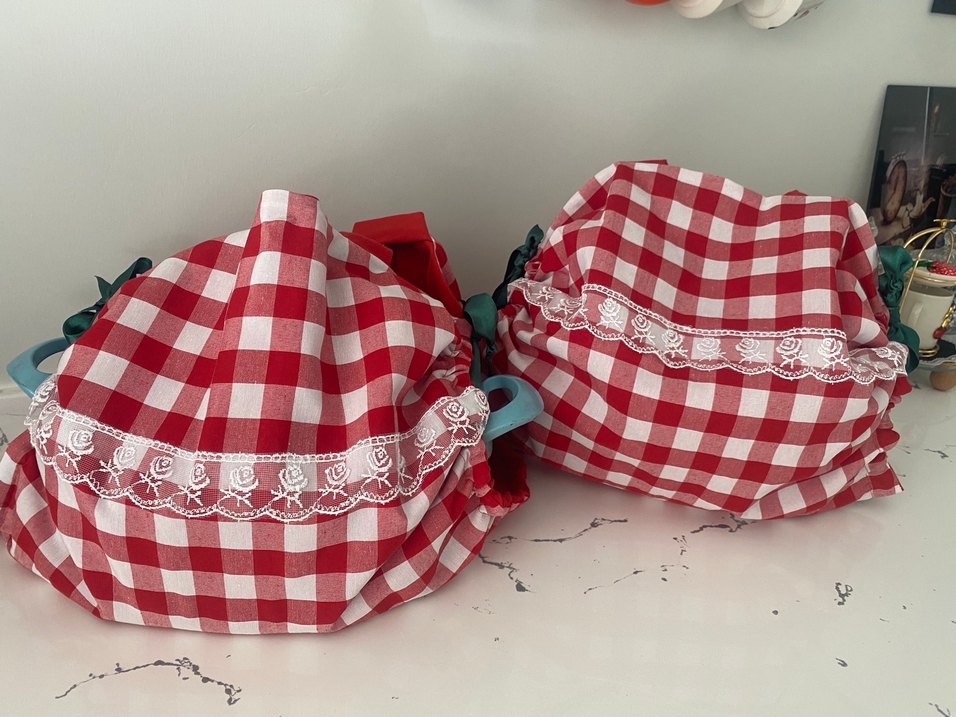 Kırmızı Ekose tencere taşıma çantası - Görsel 2