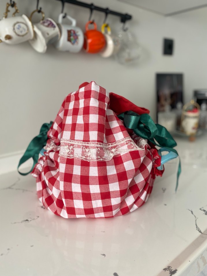 Kırmızı Ekose tencere taşıma çantası - Görsel 3