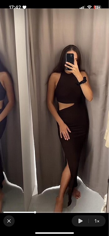 Zara Zara cut out kahverengi elbise