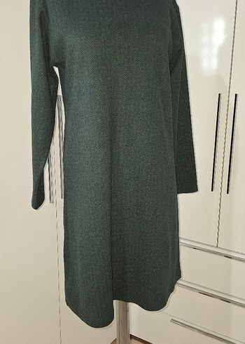 Yeşil Uzun Kollu Kadın Triko Elbise - Görsel 3