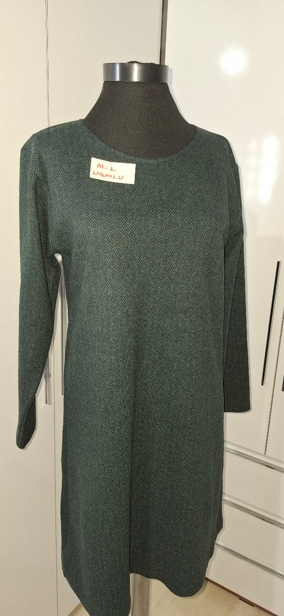 Yeşil Uzun Kollu Kadın Triko Elbise - Görsel 5