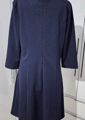 Lacivert Sade Elbise - Görsel 4