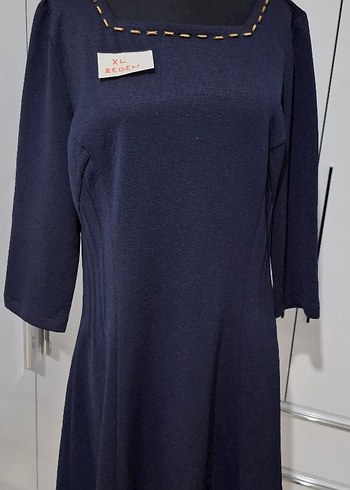 Lacivert Sade Elbise - Görsel 5