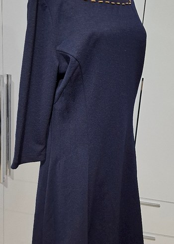 Lacivert Sade Elbise - Görsel 2