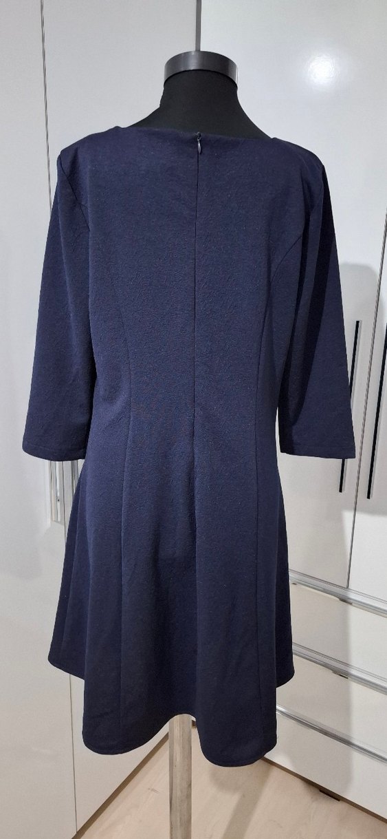 Lacivert Sade Elbise - Görsel 4