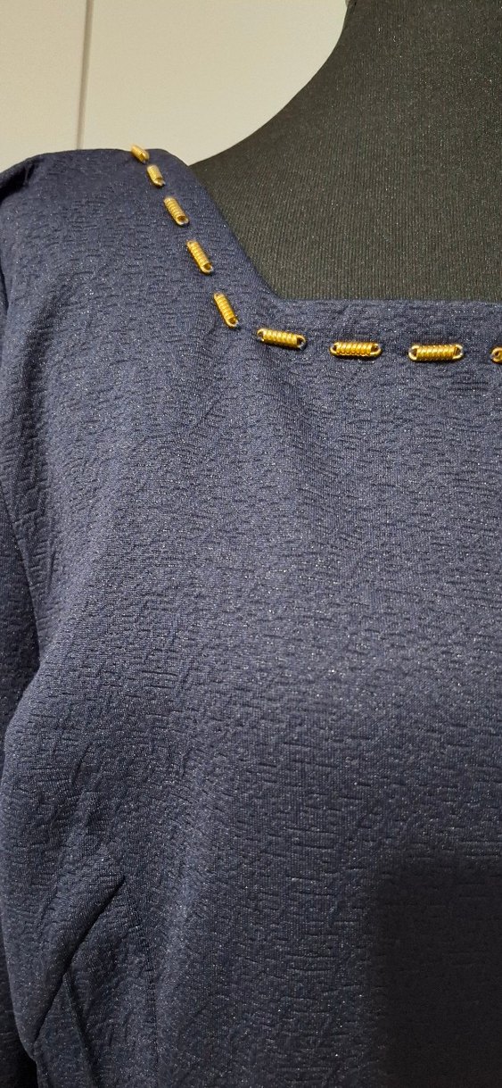 Lacivert Sade Elbise - Görsel 3