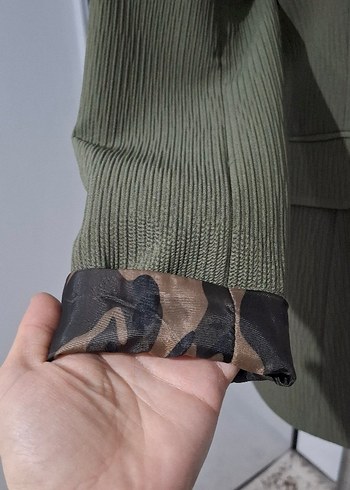 Düğmeli Kadın Midi Haki Blazer Ceket - Görsel 5