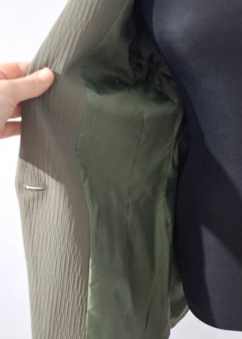 Düğmeli Kadın Midi Haki Blazer Ceket - Görsel 6