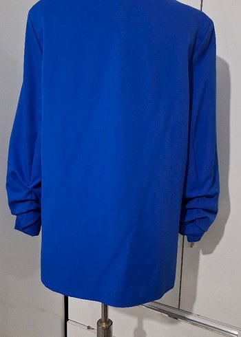 Kadın Mavi Midi Blazer Ceket - Görsel 5