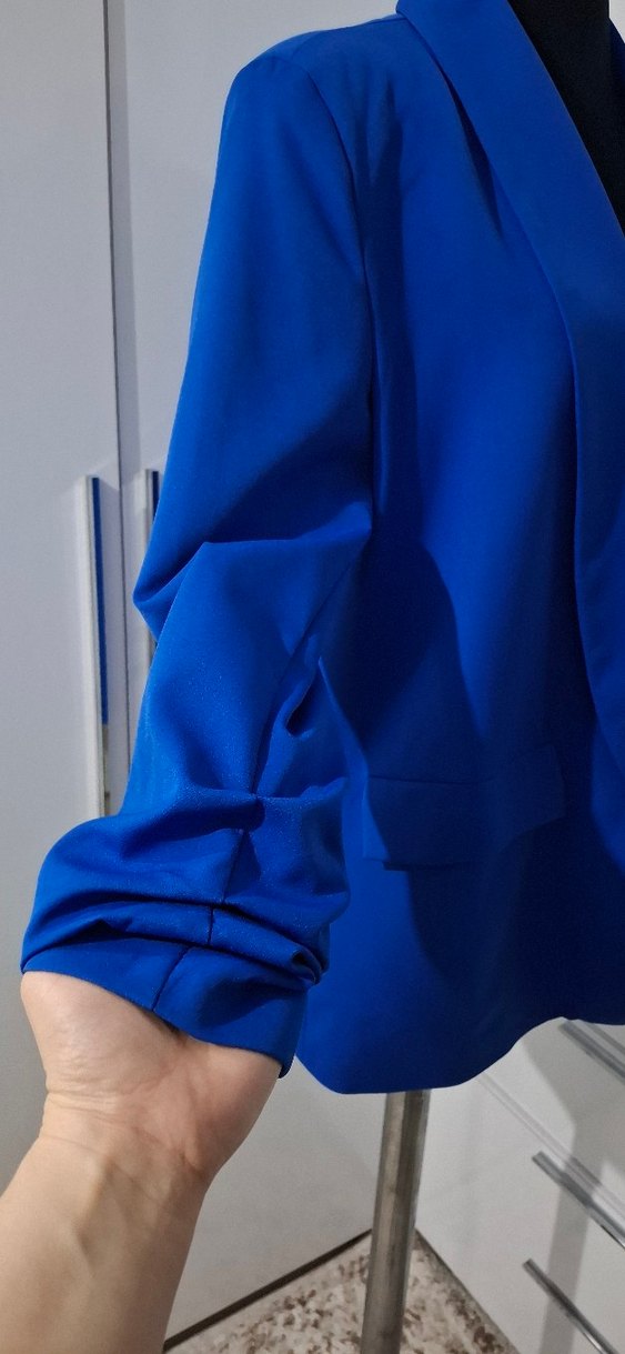 Kadın Mavi Midi Blazer Ceket - Görsel 4