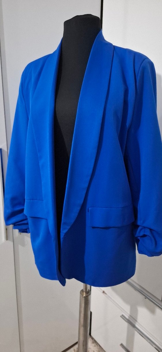 Kadın Mavi Midi Blazer Ceket - Görsel 2