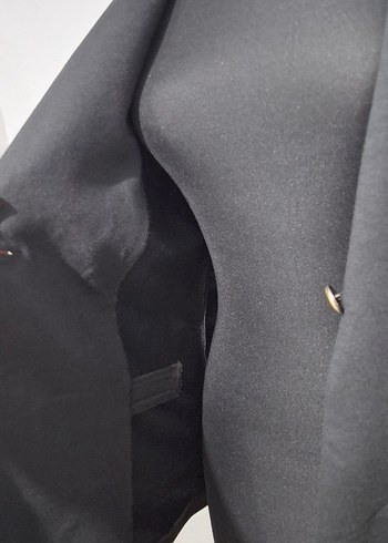 Düğmeli Siyah Kadın Ceket - Görsel 5