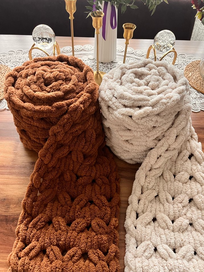 Bohem Tarz Kahverengi Örgü Kadın Şal - Görsel 5