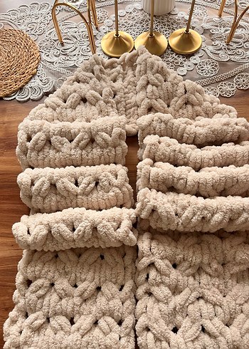 Örgü Kadın Şal Beyaz - Görsel 3