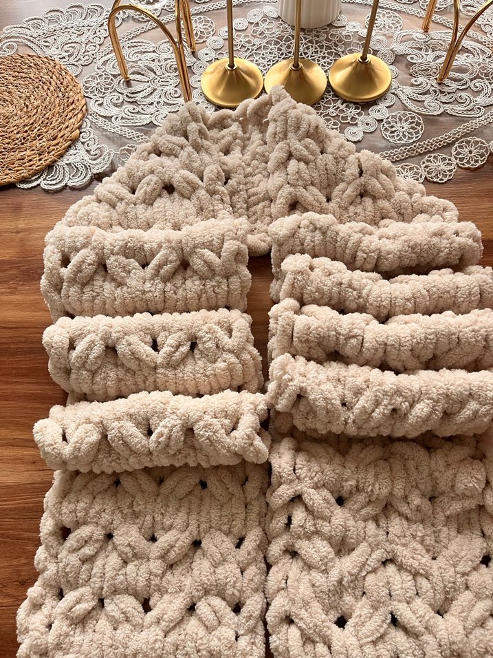 Örgü Kadın Şal Beyaz - Görsel 3