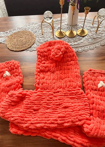 Pembe Örgü çoçuk şal - Görsel 4