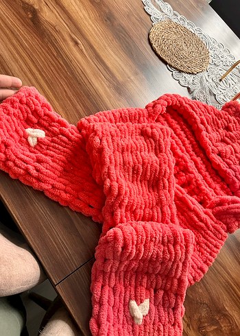 Pembe Örgü çoçuk şal - Görsel 3