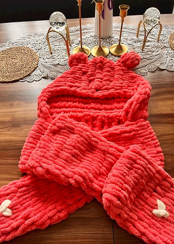 Pembe Örgü çoçuk şal - Görsel 2