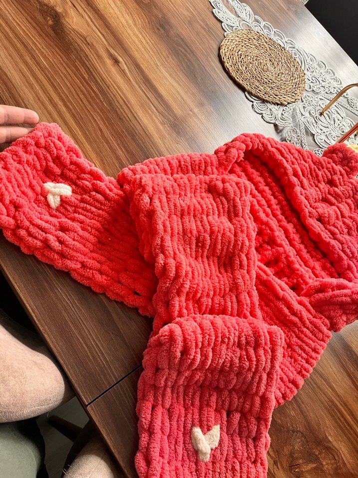 Pembe Örgü çoçuk şal - Görsel 3