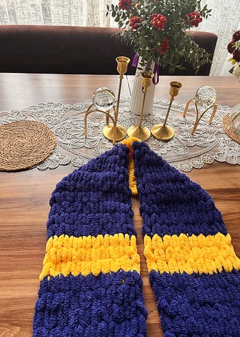 Fenerbahçeli erkek ve bayanlar için örgü atkı şal. - Görsel 3