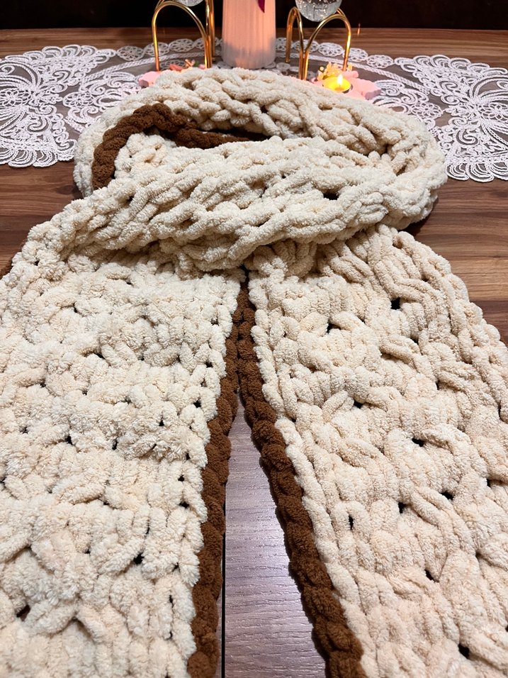 Bej Örgü Kadın Şal - Görsel 2