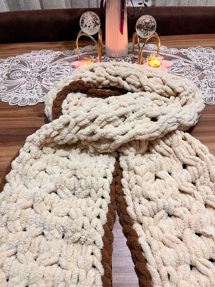 Bej Örgü Kadın Şal - Görsel 3