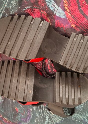 Kırmızı Platform Topuklu Kadın Sandalet - Görsel 3