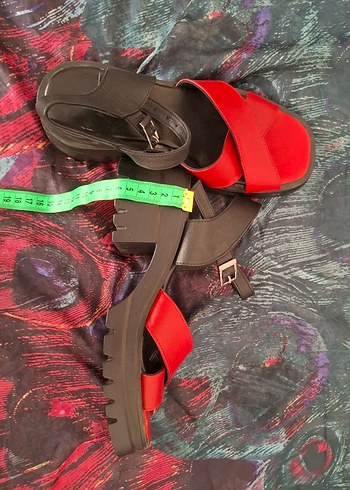 Kırmızı Platform Topuklu Kadın Sandalet - Görsel 4