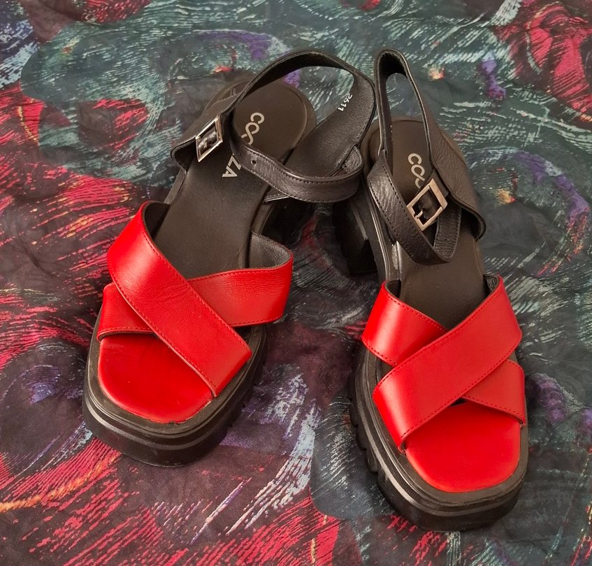 Kırmızı Platform Topuklu Kadın Sandalet - Görsel 5