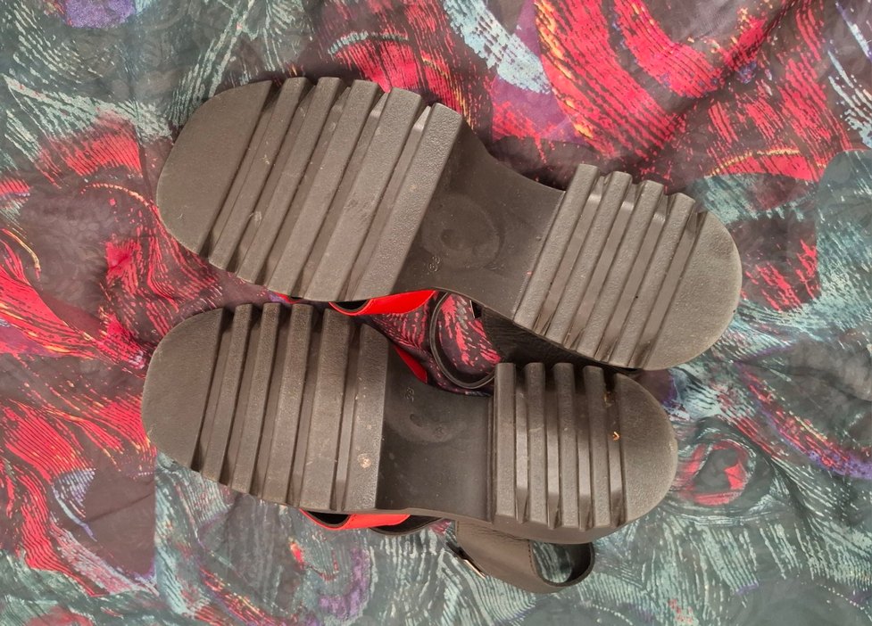 Kırmızı Platform Topuklu Kadın Sandalet - Görsel 3