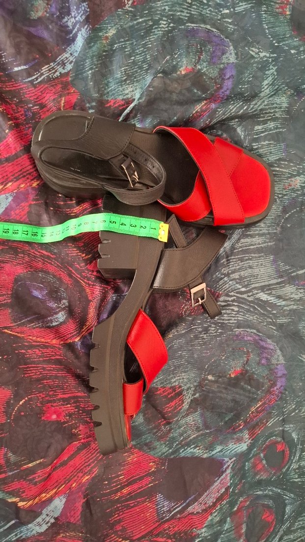 Kırmızı Platform Topuklu Kadın Sandalet - Görsel 4